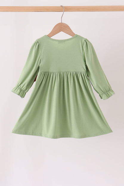 Sage deer embroidery dress