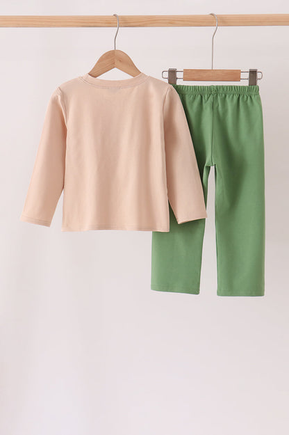Green pumpkin turkey pants set