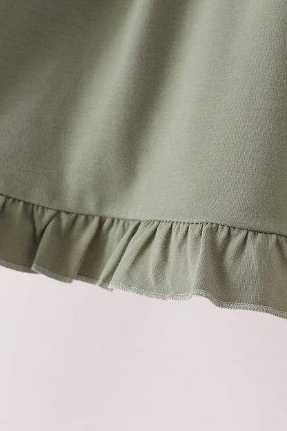 Green goose pumpkin embroidery dress