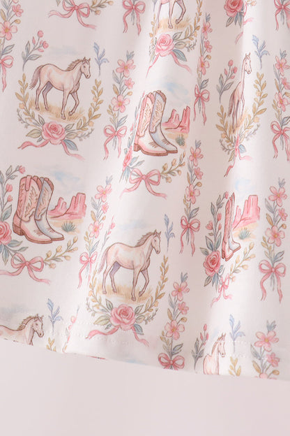 Pink horse ruffle pants set
