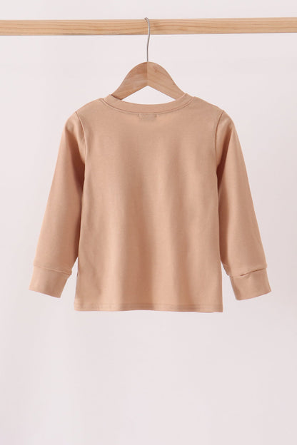 Brown deer embroidery top