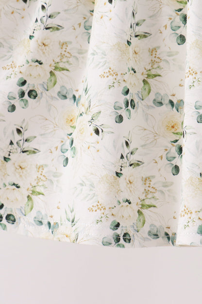 Sage floral smocked ruffle pants set