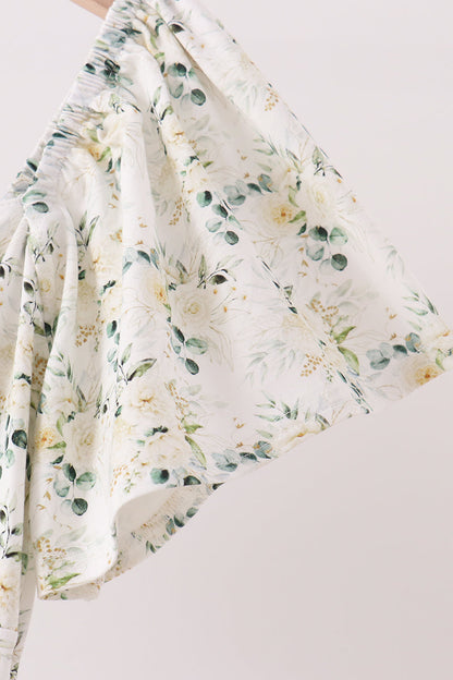 Sage floral smocked tiered mom dress