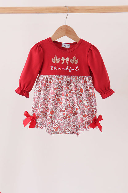 Maroon thankful floral leaves embroidey bubble
