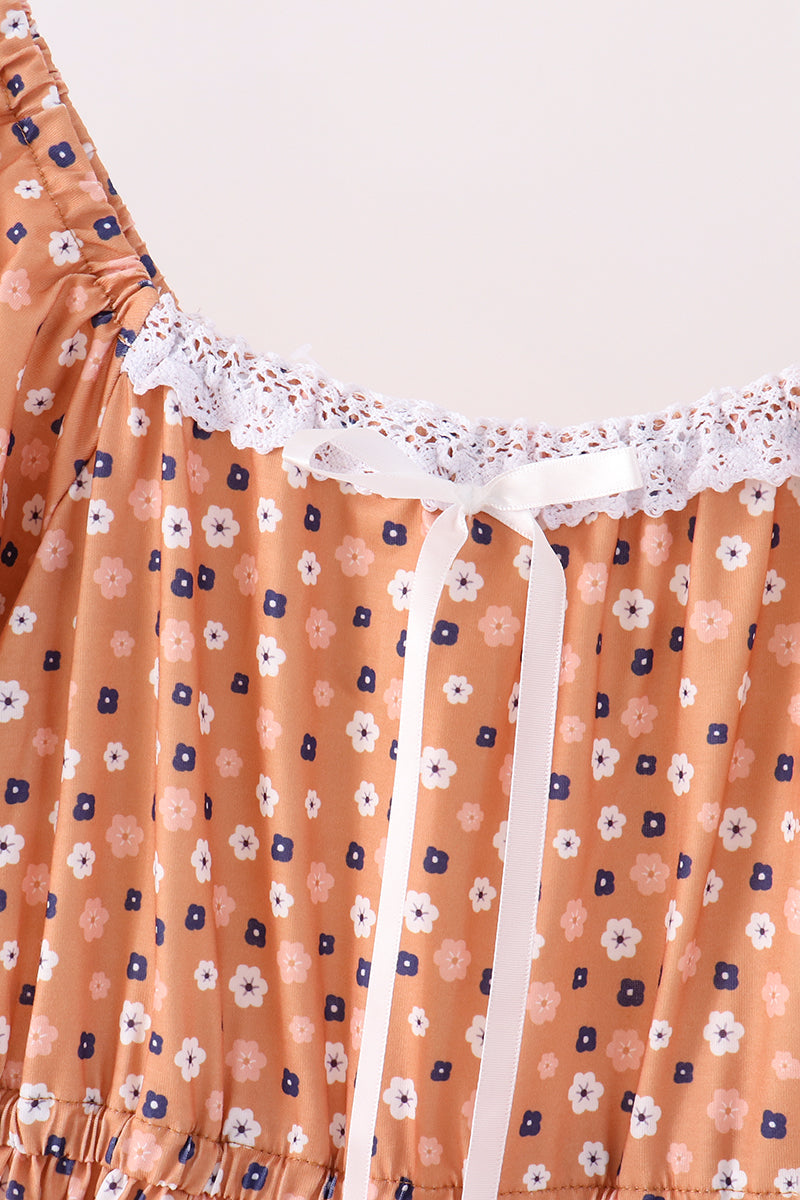 Fall floral print mom dress