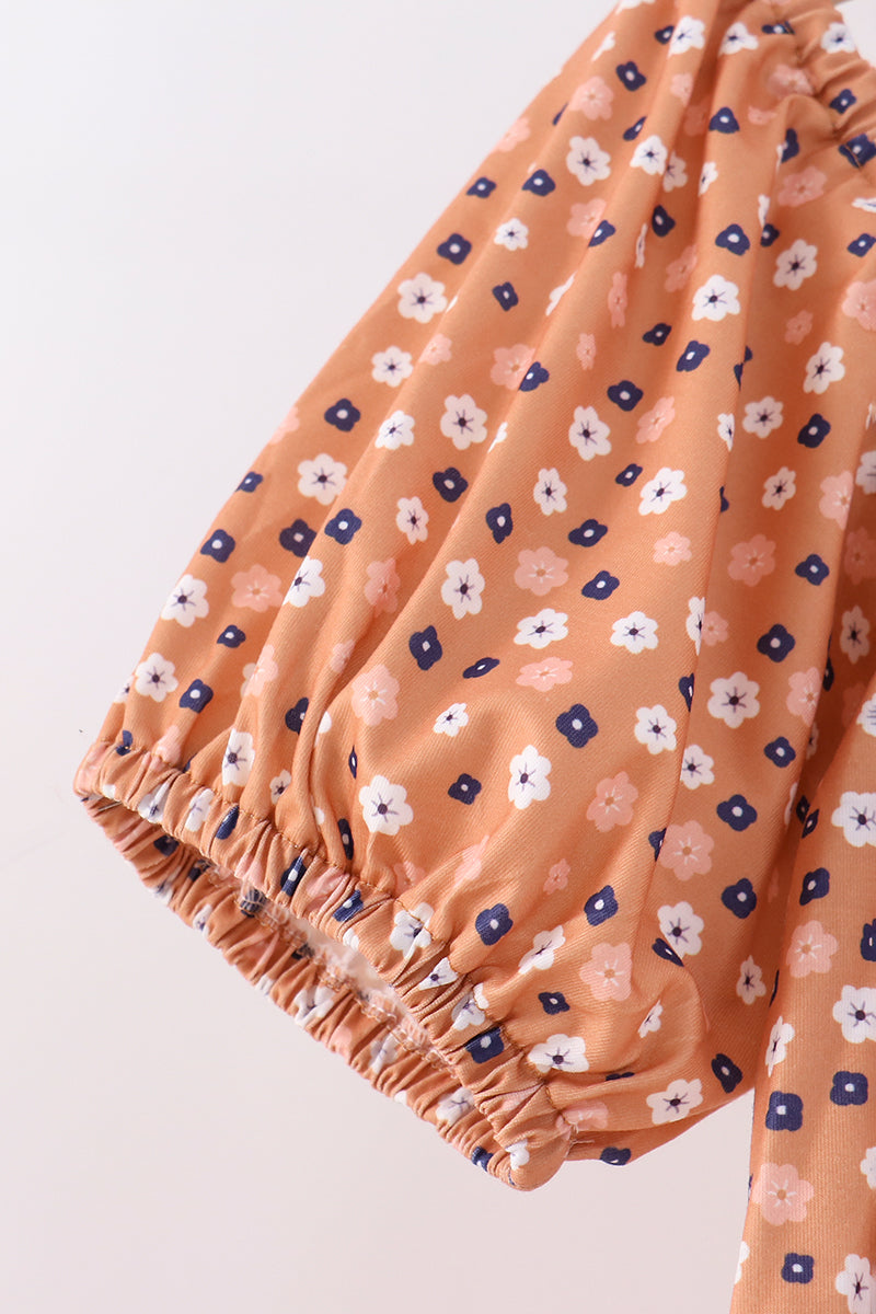 Fall floral print mom dress