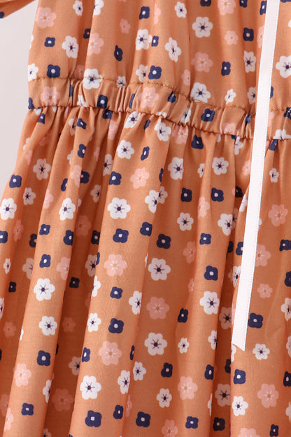 Fall floral print mom dress
