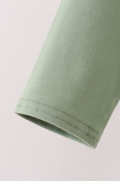 Green Reindeer Tree Embroidery Stripe Pants Set