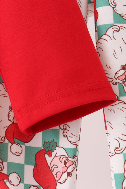 Red Santa Embroidery Pants Set