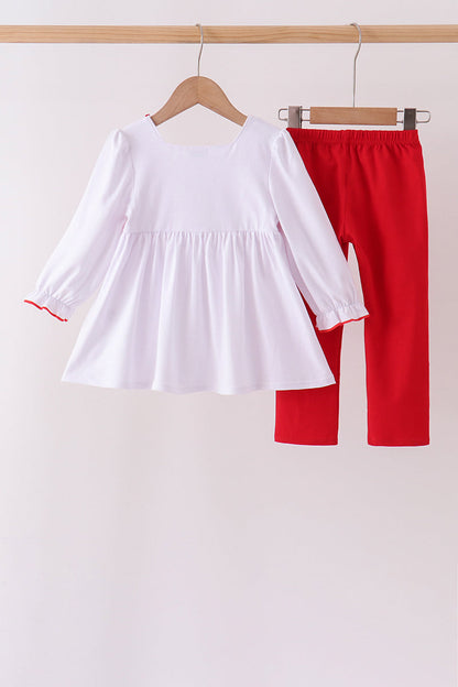 Red Gingerbread Smocked Pants Set