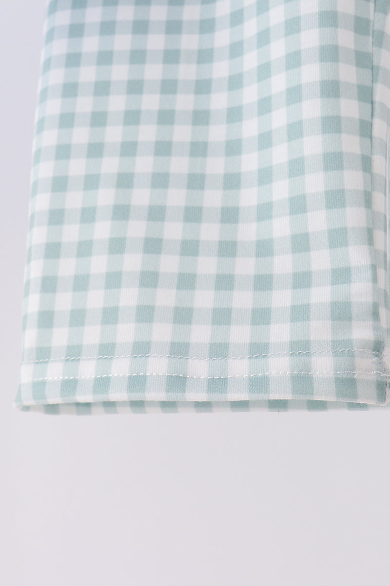Sage Turkey Embroidery Gingham Pants Set
