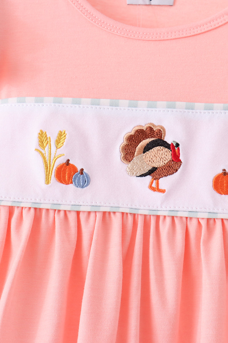 Sage Turkey Embroidery Ruffle Pants Set