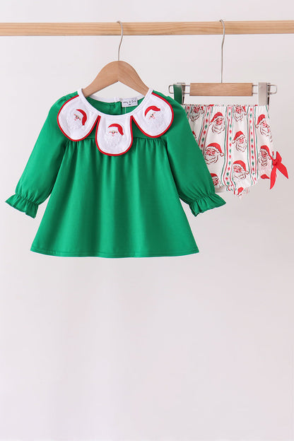 Green Santa Embroidery Bloomer Set
