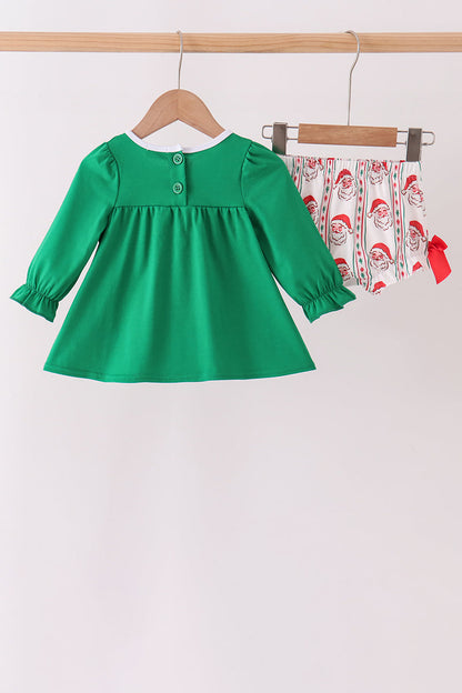 Green Santa Embroidery Bloomer Set