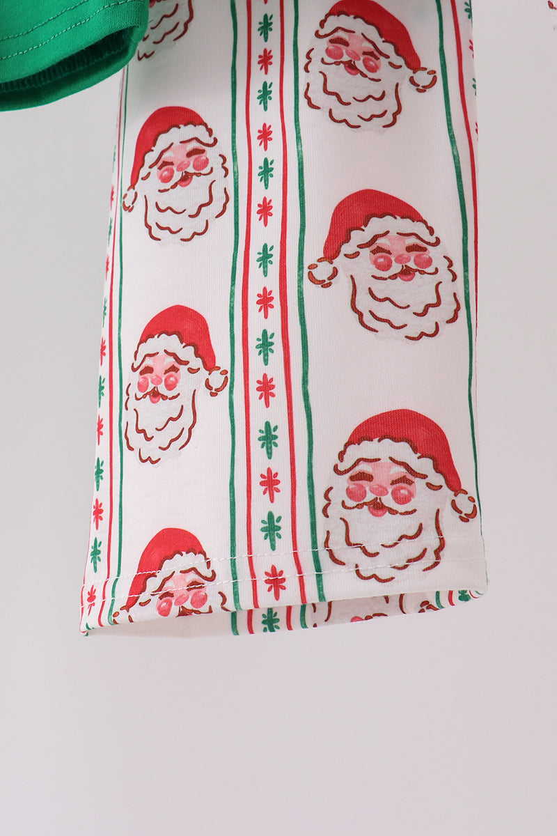 Green Santa Embroidery Pants Set