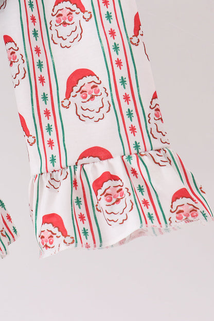 Green Santa Embroidery Ruffle Pants Set