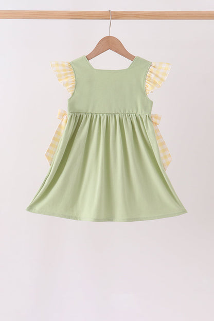 Green Princess Frog Embroidery Ruffle Dress