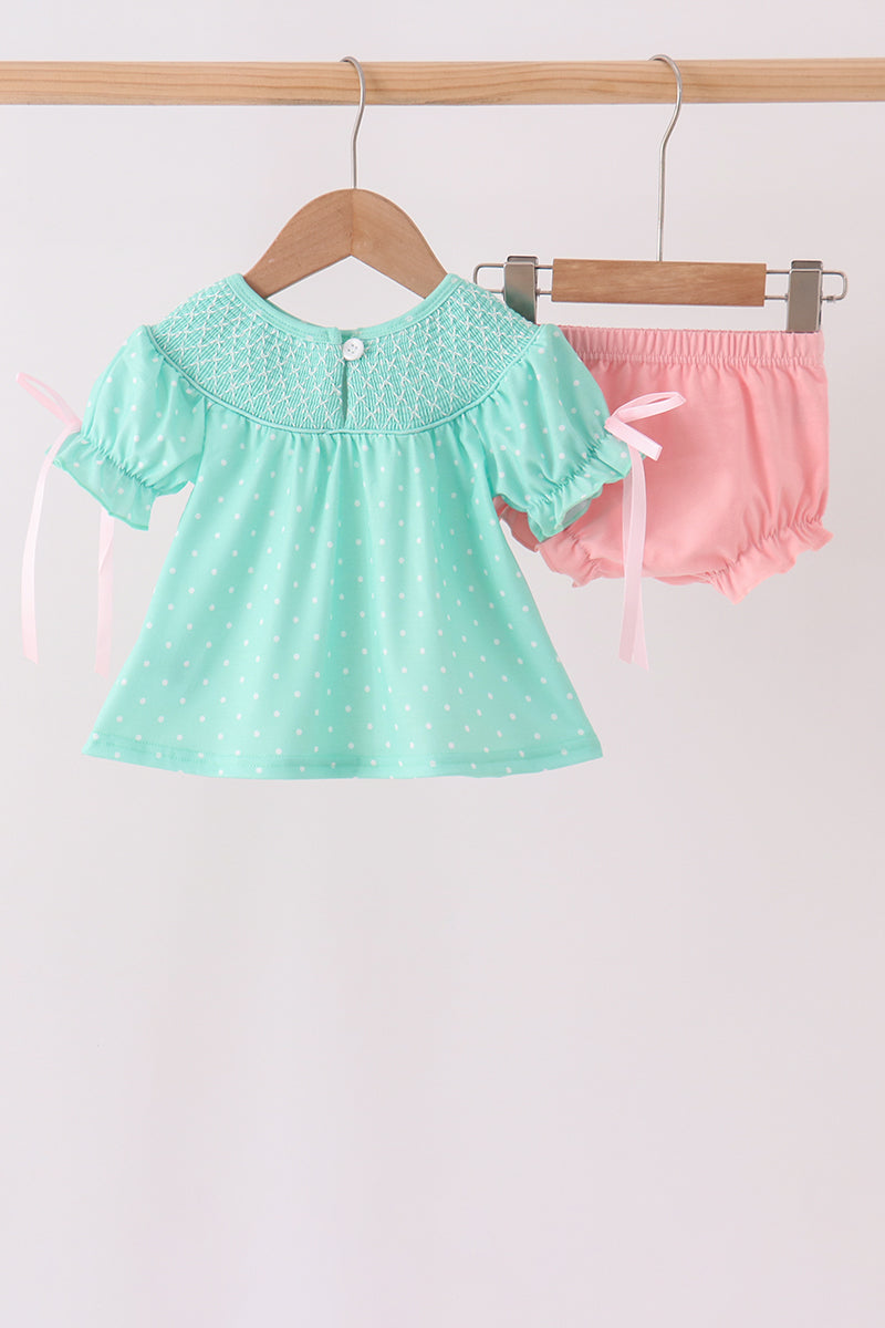 Green Character Smocked Bloomer Set