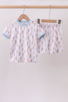 Blue ice cream print bamboo pajama set