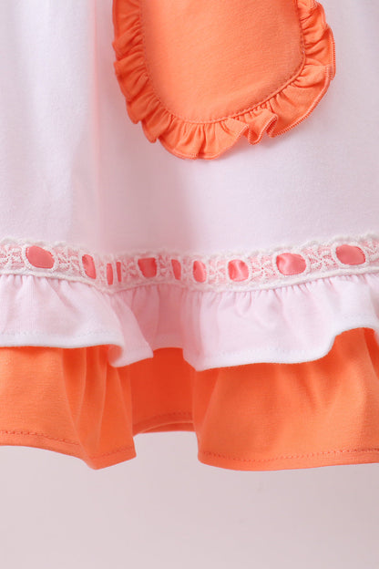 Sage strawberry embroidery ruffle dress