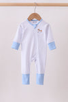 Blue dot horse embroidery romper