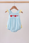 Blue Apple Embroidery Gingham Bubble