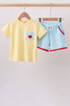 Yellow Apple Embroidery Pocket Set
