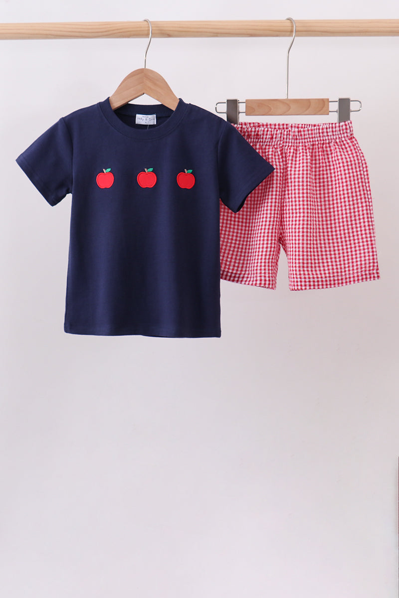 Navy Apple Embroidery Set