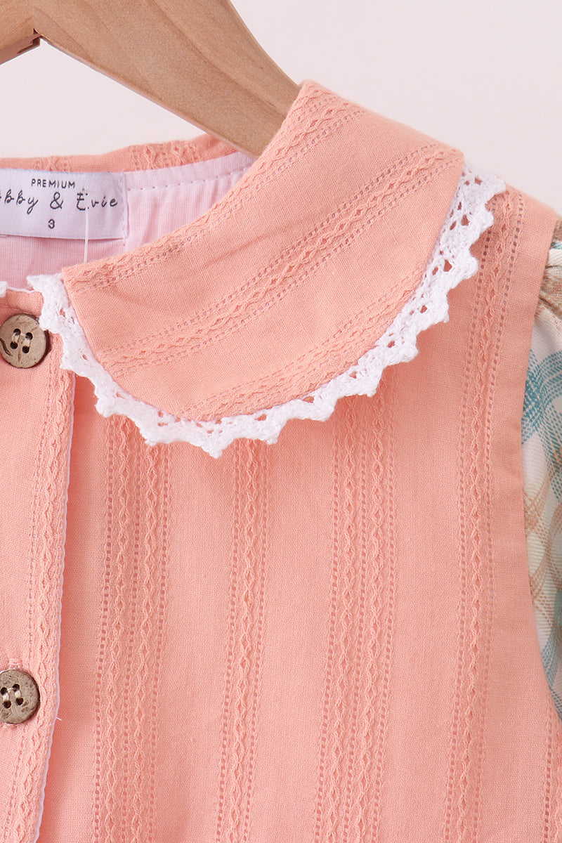 Pumpkin Jacquard plaid button dress