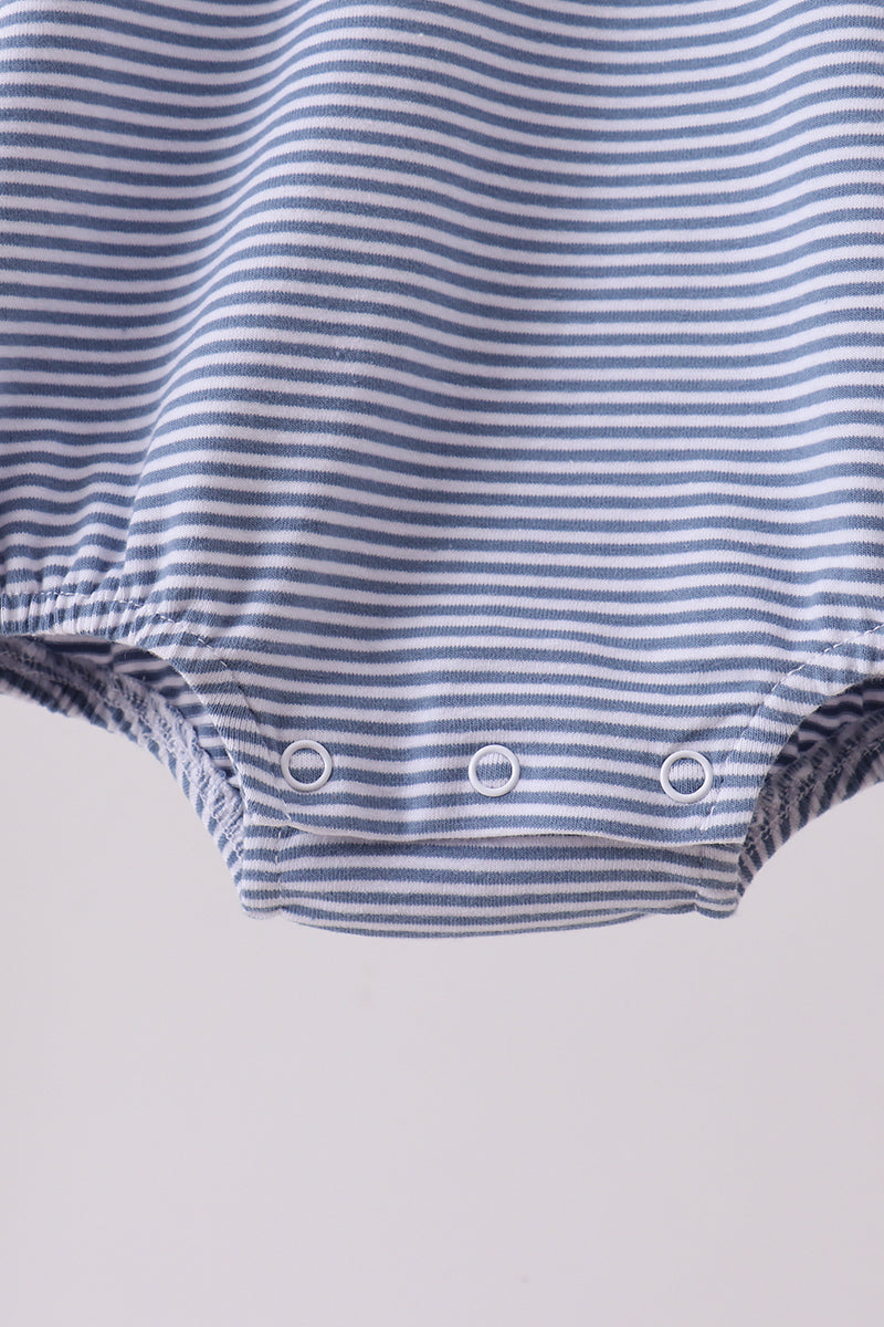 Teal stripe pumpkin embroidery bubble