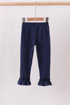 Navy ruffle pants