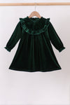Forest velvet Ruffle Dress