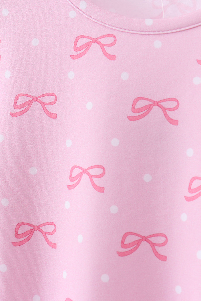 Pink bow print pants set