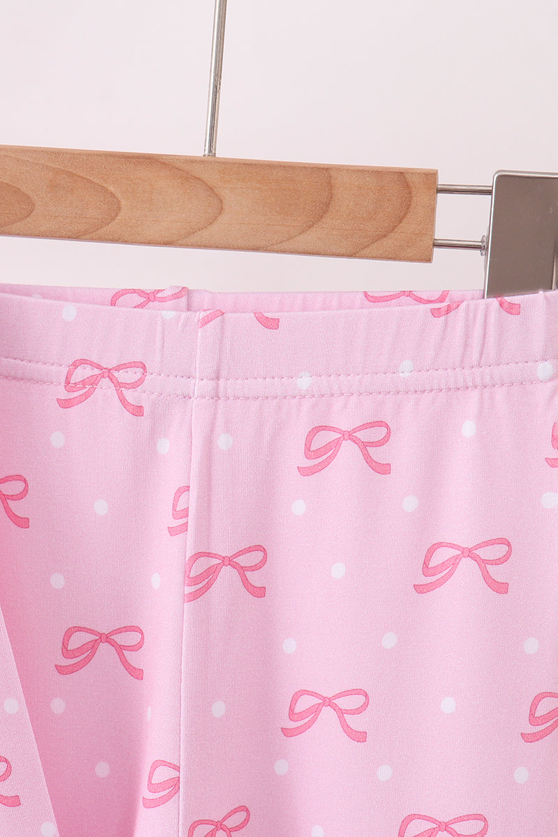 Pink bow print pants set