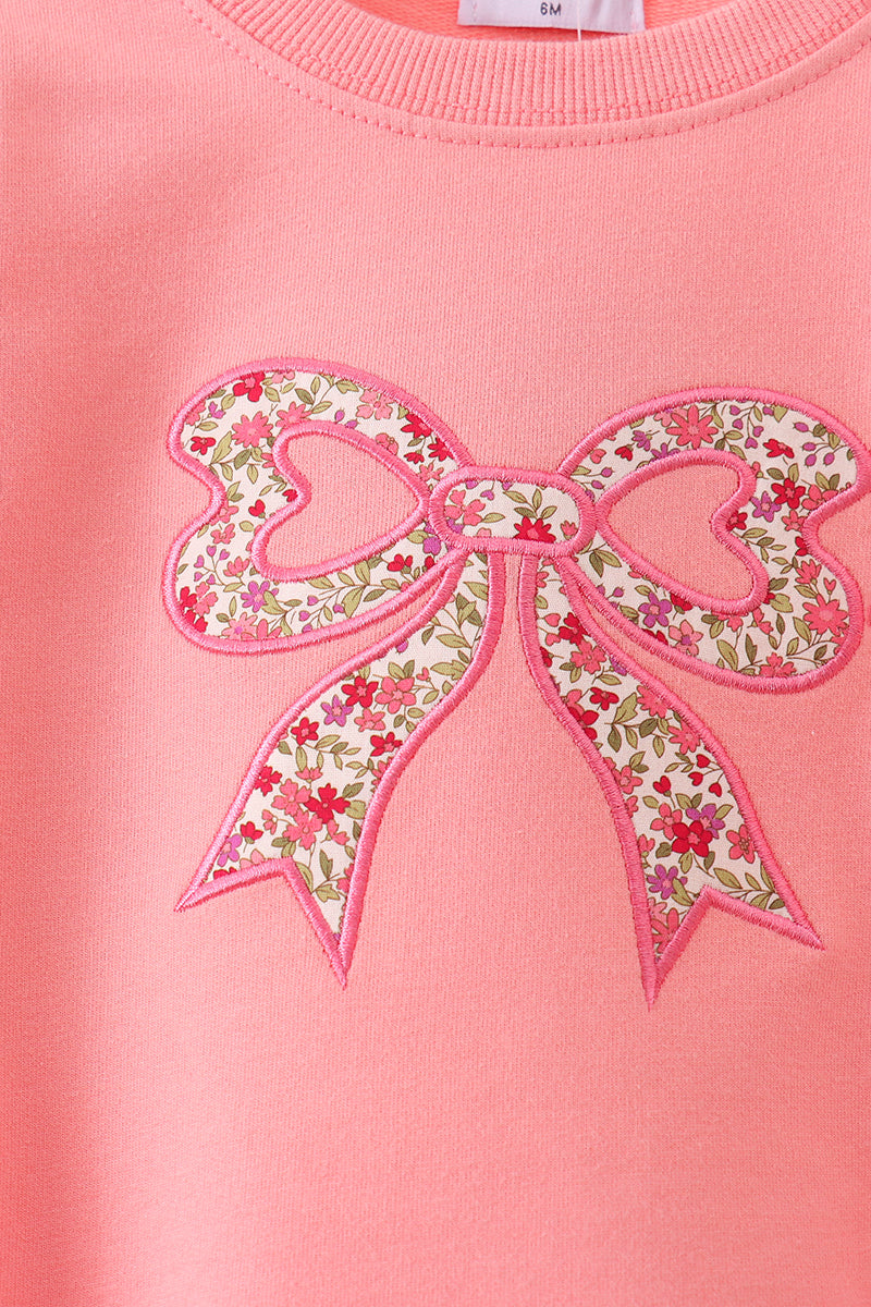Pink Floral Bow Embroidery Bubble