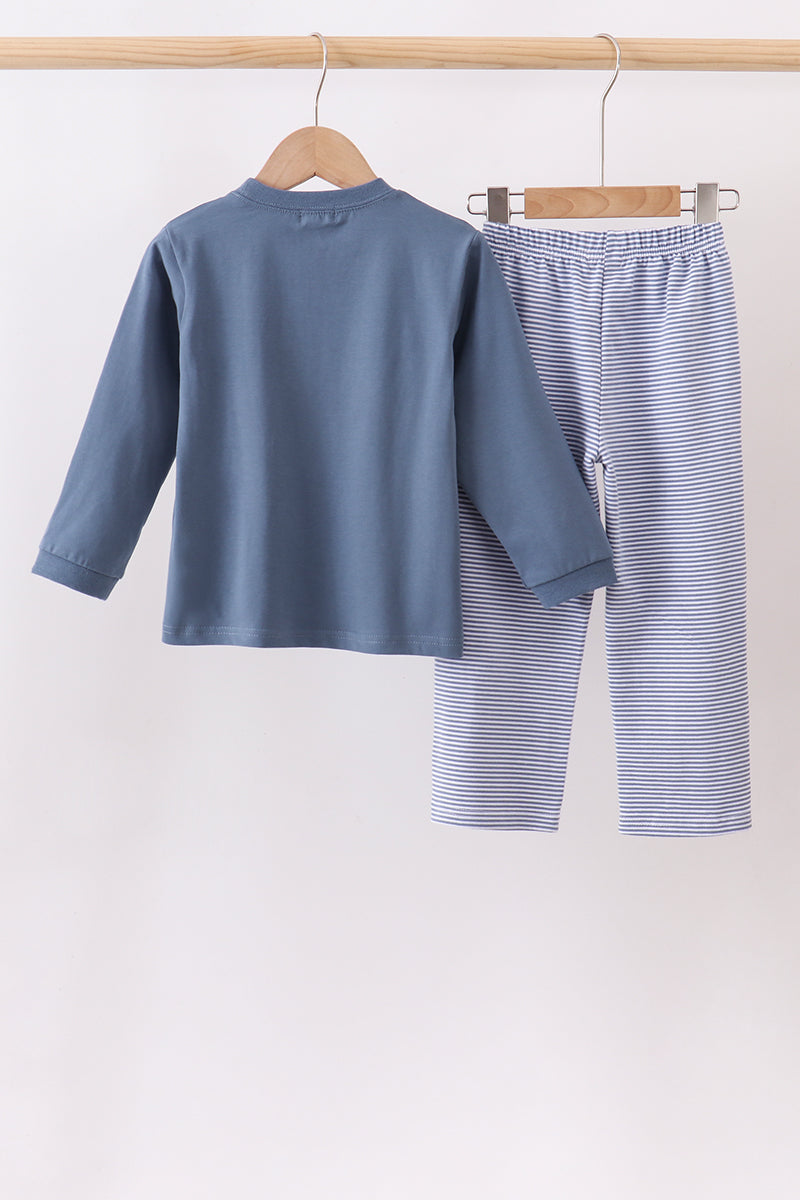 Teal hunting embroidery pants set