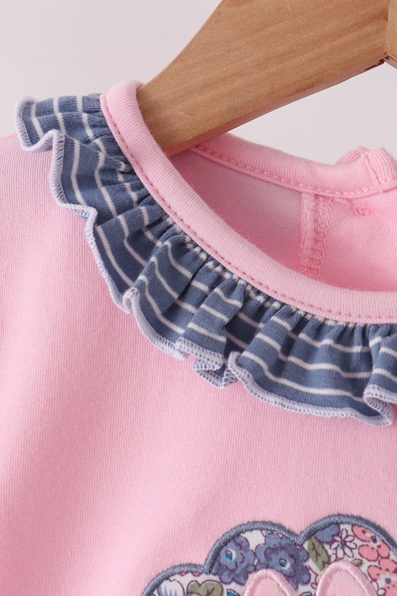 Pink turkey applique ruffle pants set