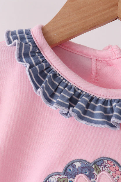 Pink turkey applique ruffle pants set