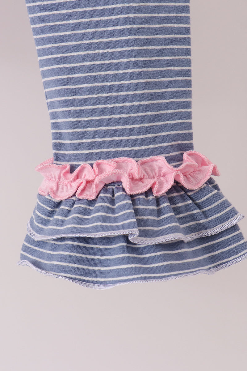 Pink turkey applique ruffle pants set
