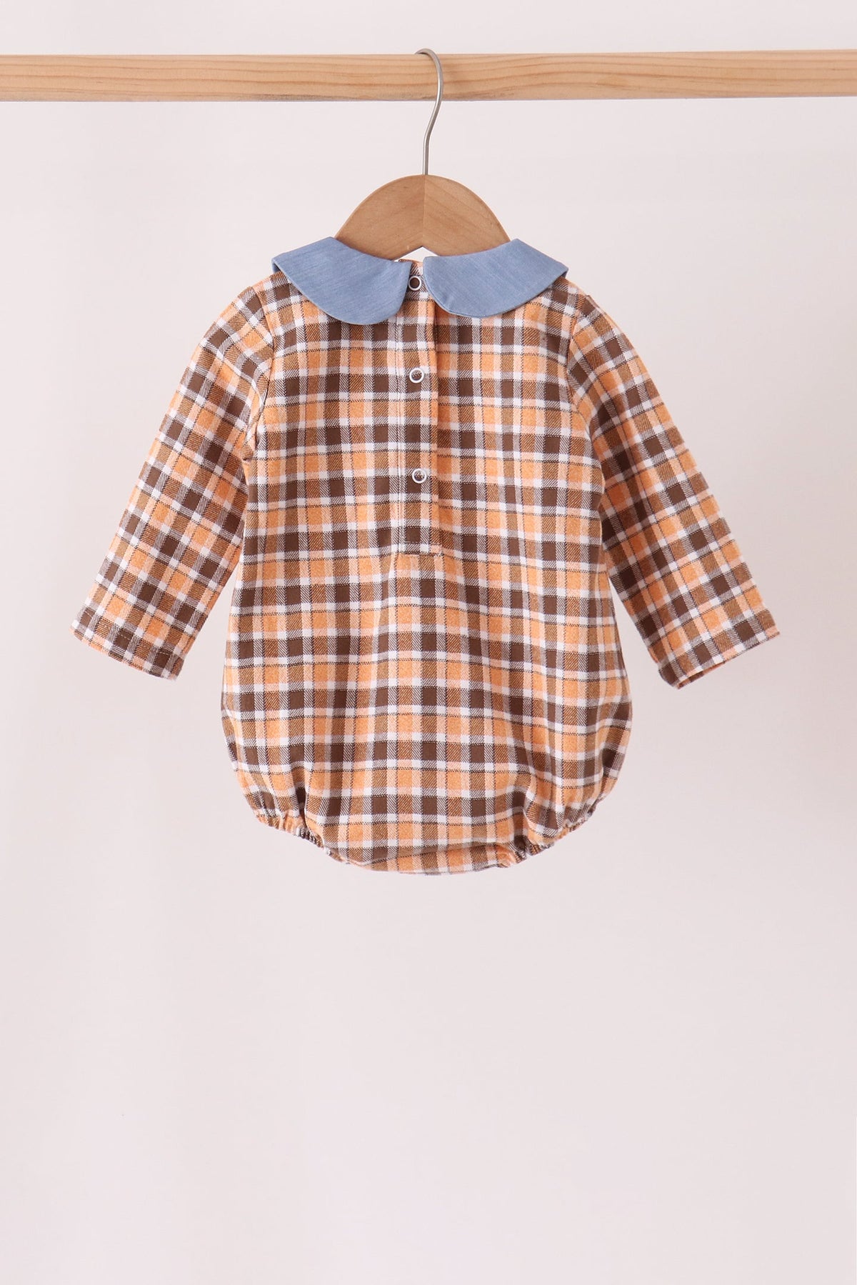 Blue turkey embroidery plaid bubble