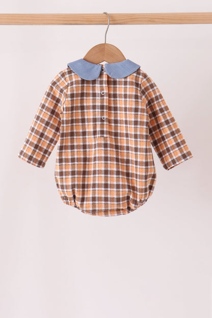 Blue turkey embroidery plaid bubble
