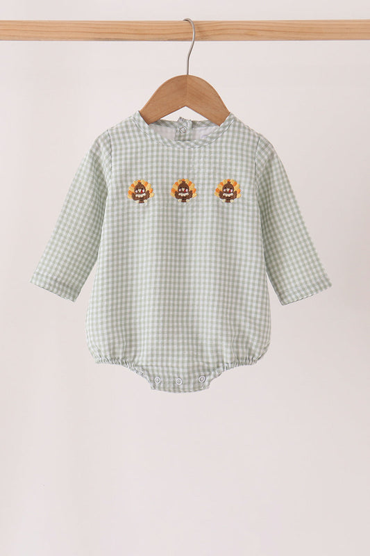 Beige turkey embroidery gingham bubble