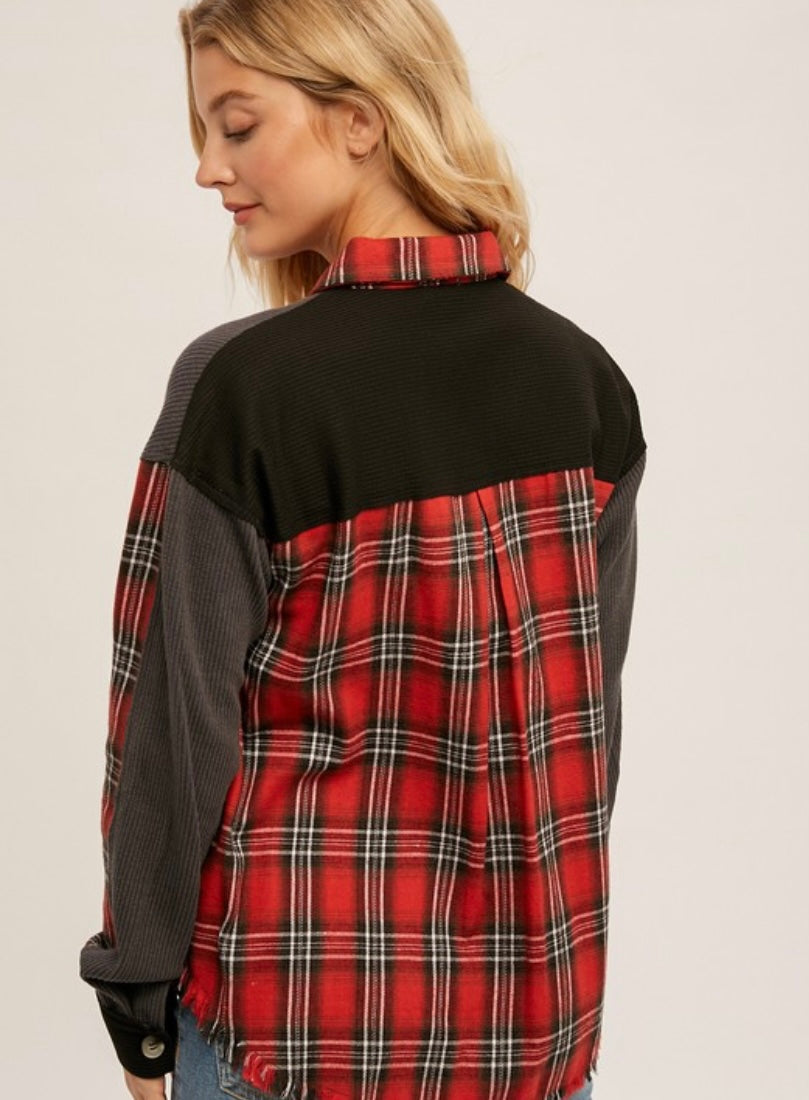 Mixed Media Button down Shirt